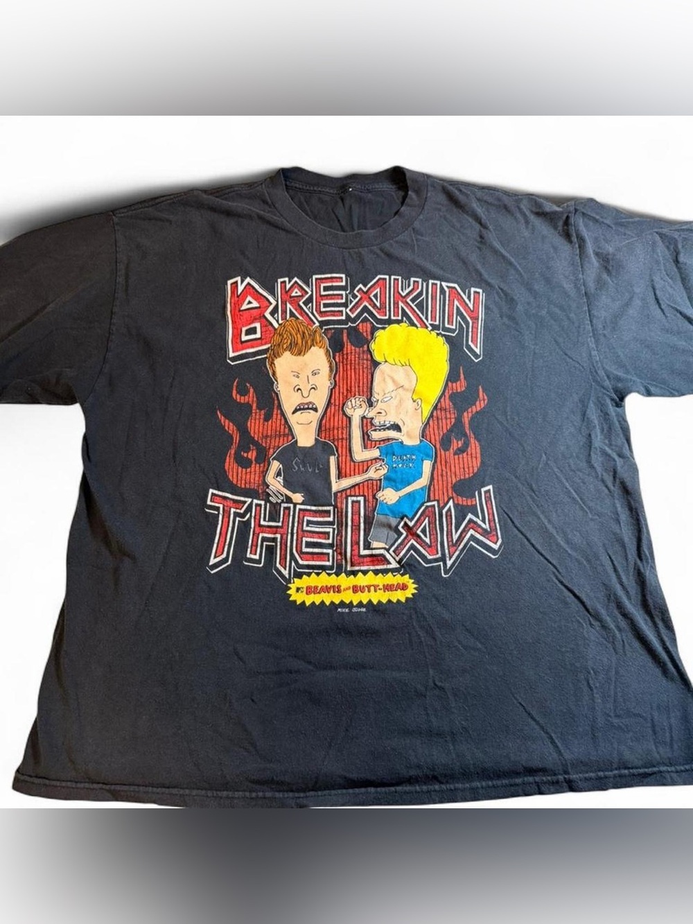 Y2K MYV Beavis and Butt-Head "Breakin The Law" Black Graphic Tee Size XXL